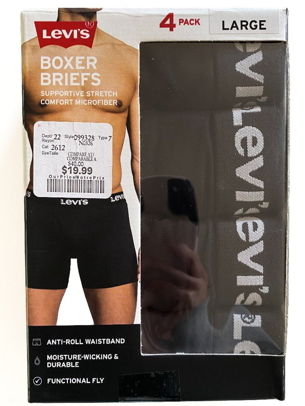 NWT 4 Pack Men's Levi's Boxer Briefs in Box Size Large